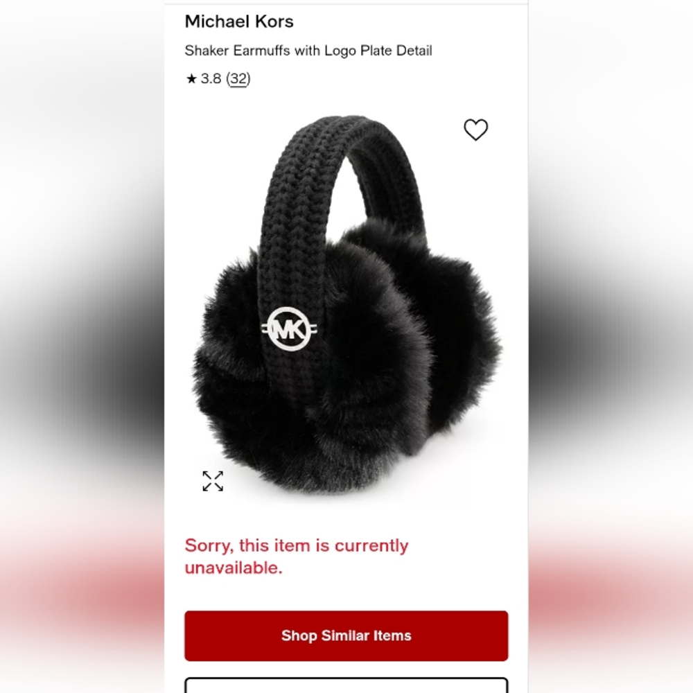 MK Faux Fur Earmuffs Blk w/ Silver Plate Logo NWOT (2023) - Picture 3 of 8